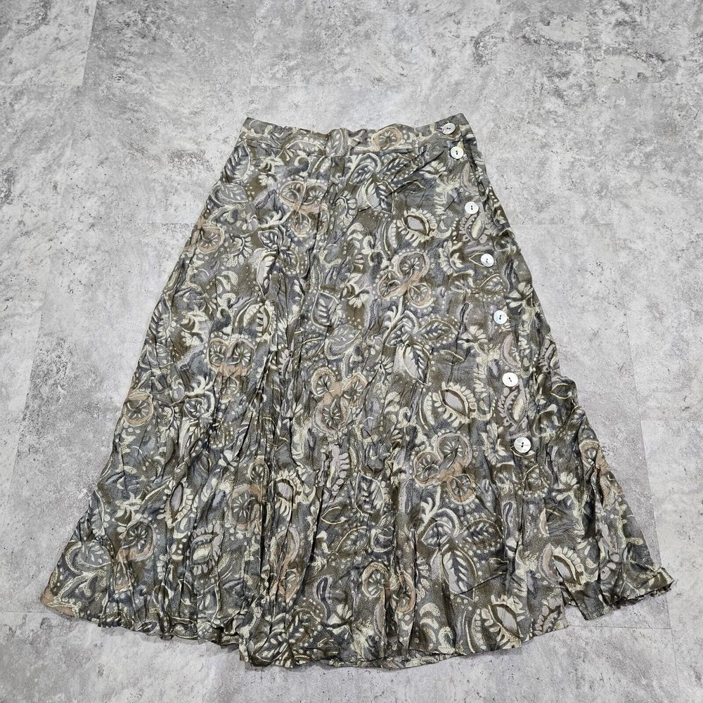 Vintage Sag Harbor Skirt Size Large Midi Abstract Retro Shell Button Hippy